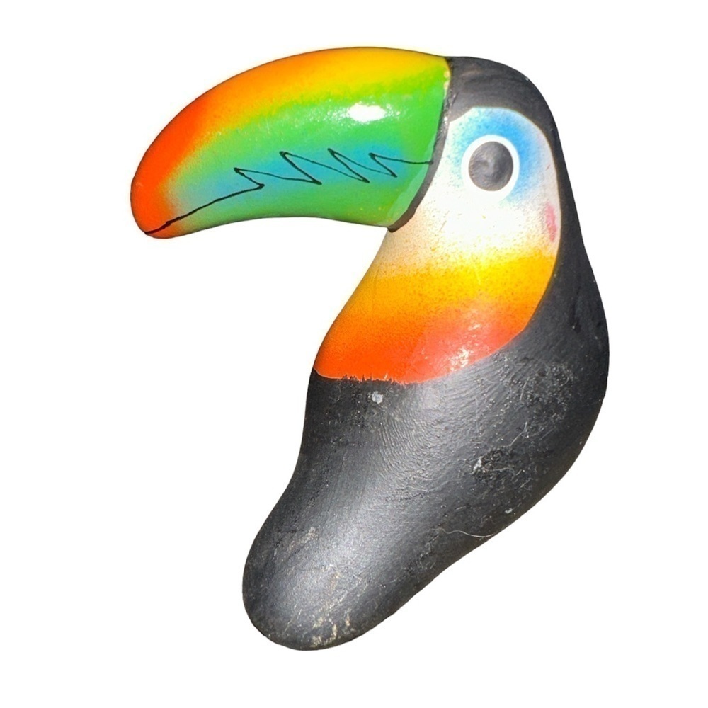2 Toucan Clay Pottery figurine Gloria a Dios Costa Rica 3.5” long 2.5” - Picture 4 of 8